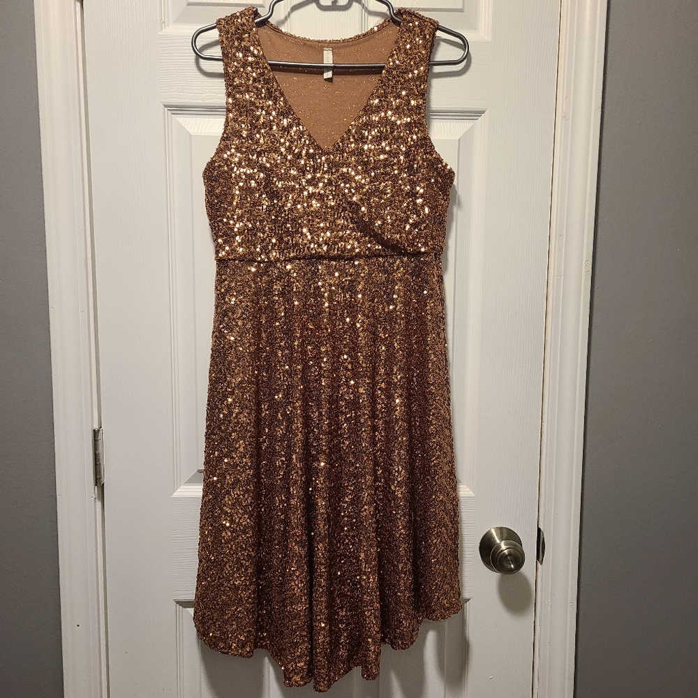 PINK BLUSH SEQUIN DRESS, SIZE M
